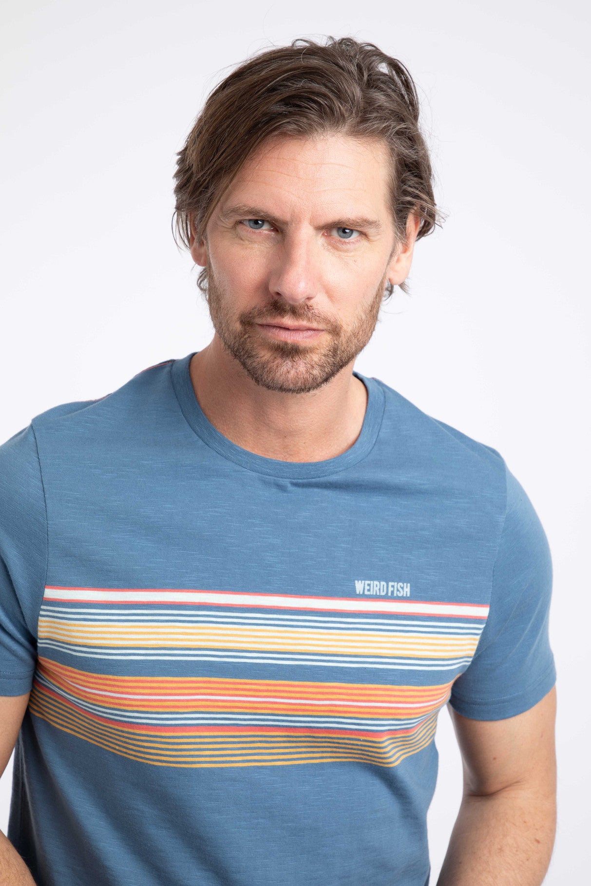 Cody Printed Stripe T-Shirt Washed Blue