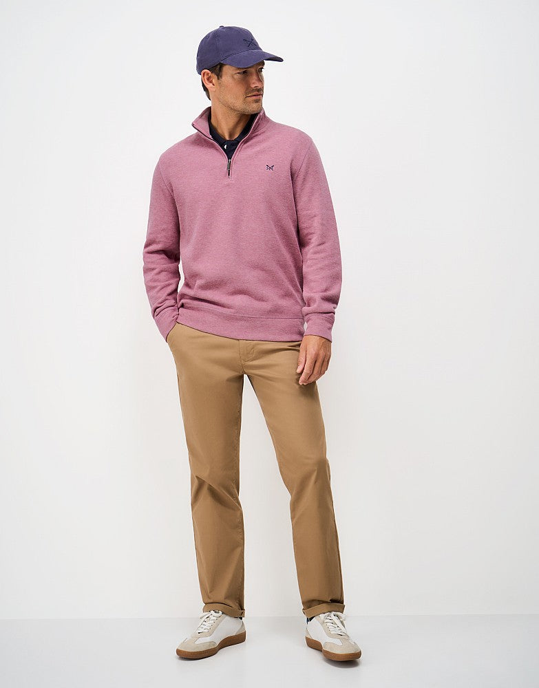 French Rib Half Zip in Pink