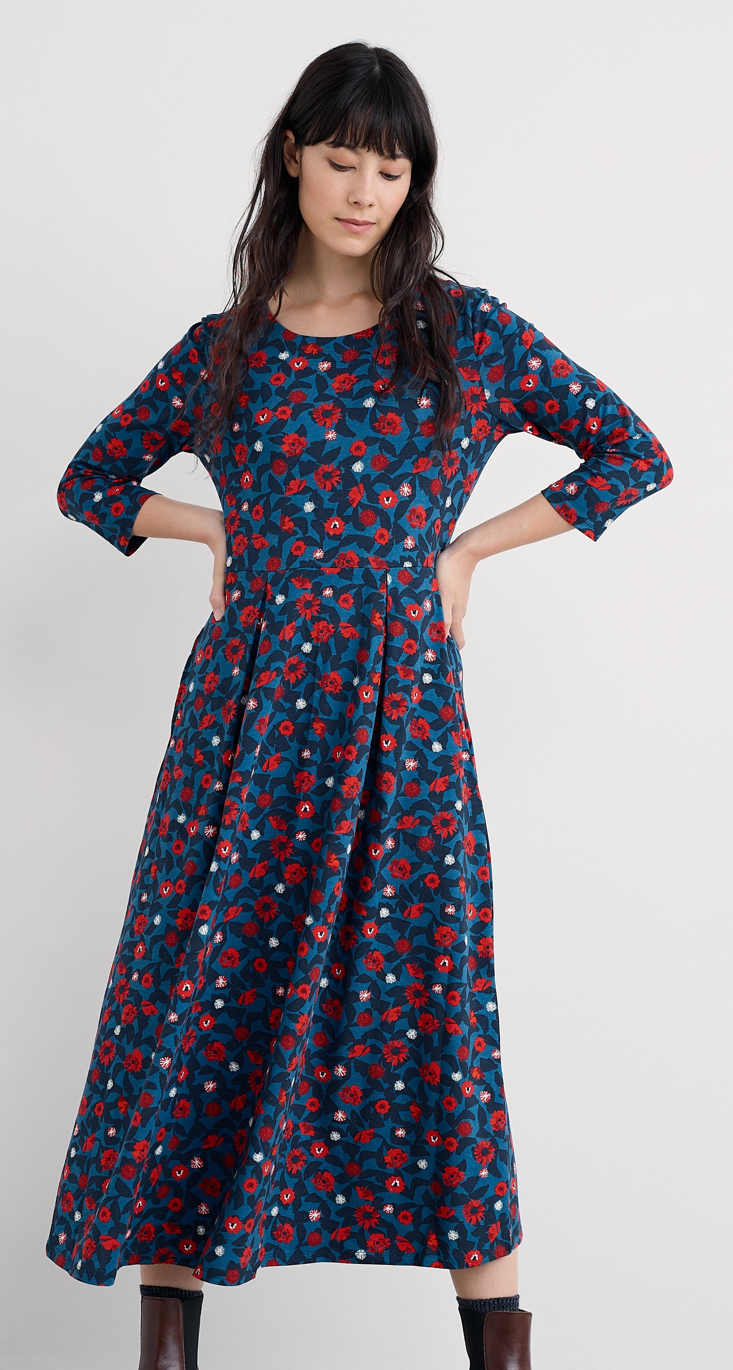 Veronica Midi Dress Pressed Plants Shore