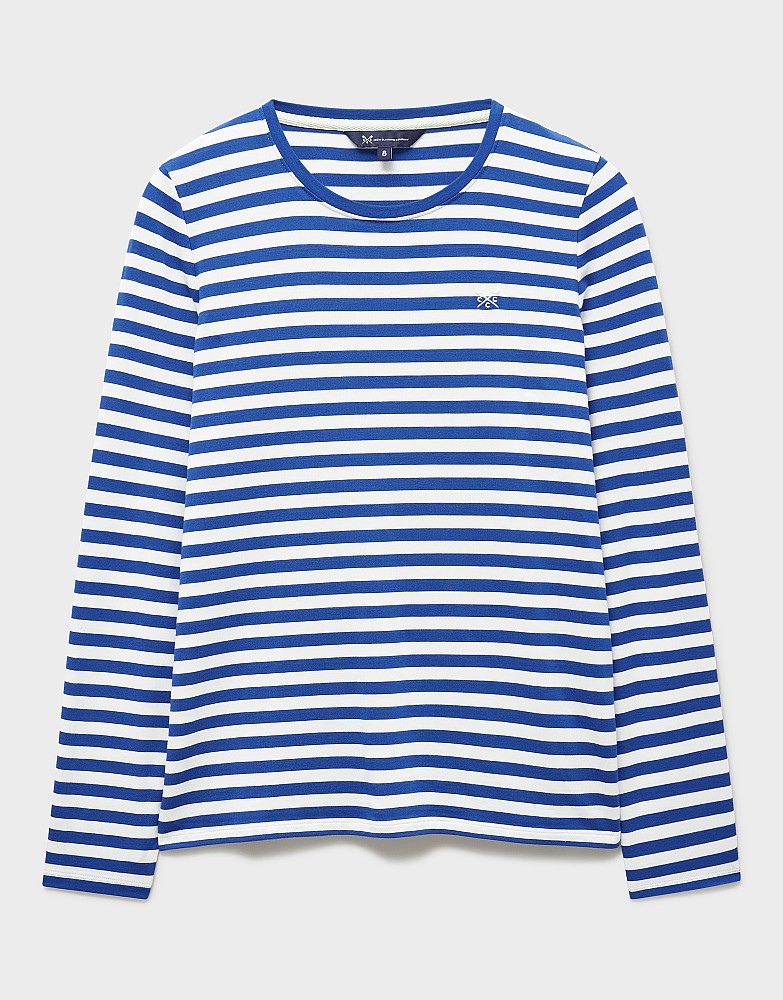 Super Soft Stripe Crew Neck Top in Sky Blue