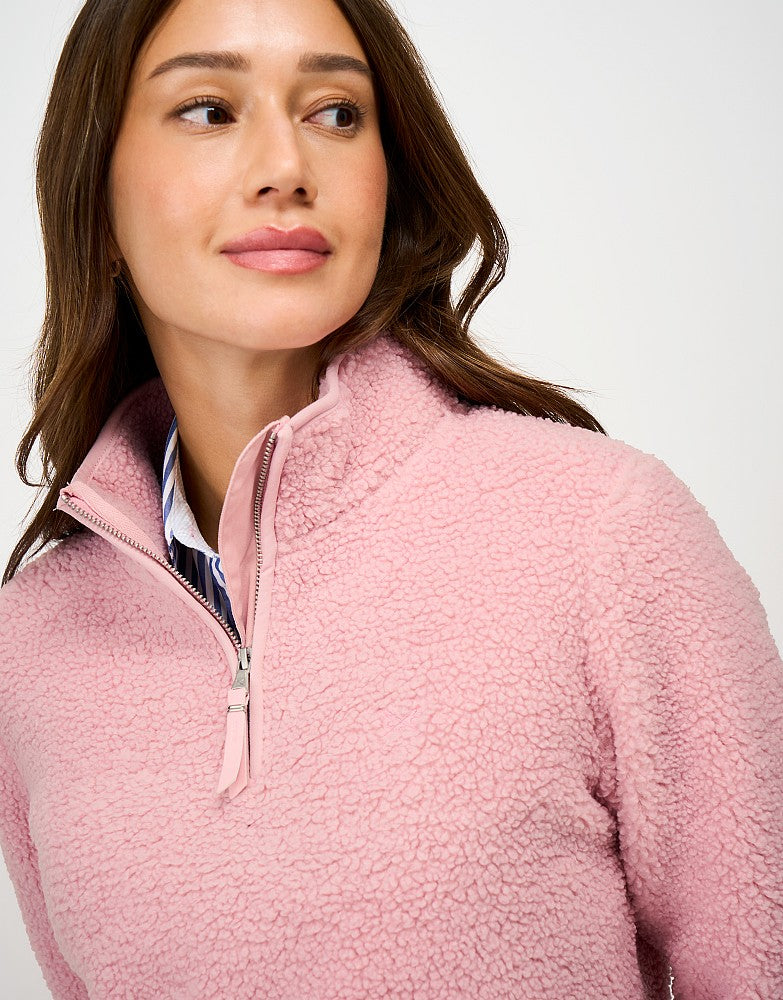 Borg Half Zip Sweatshirt in Pink