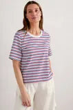 Copseland Striped Organic Cotton T-Shirt Tri Pellitras Chalk Relish