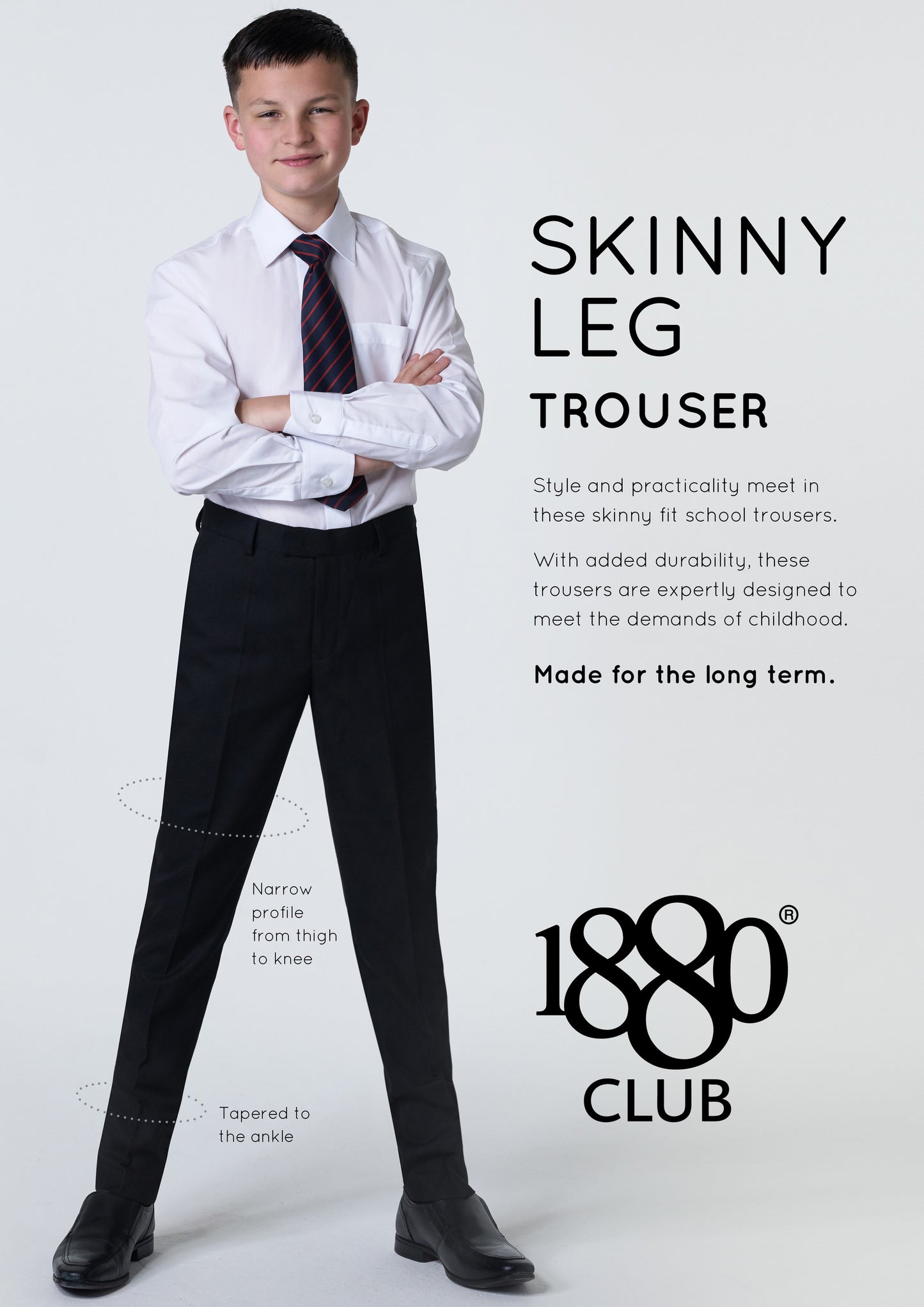 1880 Youths Skinny Fit Black Trousers