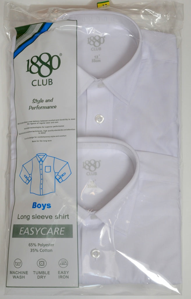 1880 Club Long Sleeve White Shirt Regular Fit (TWIN PACK)