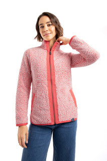 Clove Cosy Full Zip Fleece-Hot Coral