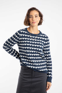 Tyla Cosy Knit Scalloped Jumper Navy