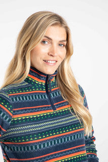 Reena 1/4 Zip Printed Micro Fleece Deep Blue Sea
