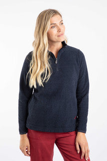 Sarah 1/4 Zip Textured Fleece Midnight