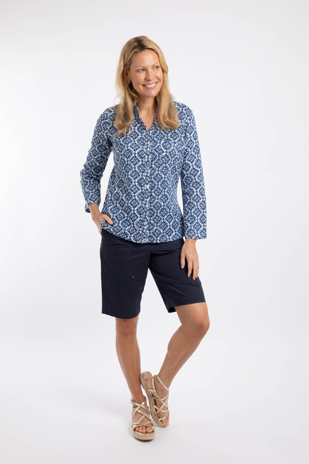 SYONA ORGANIC PRINTED SHIRT TWILIGHT