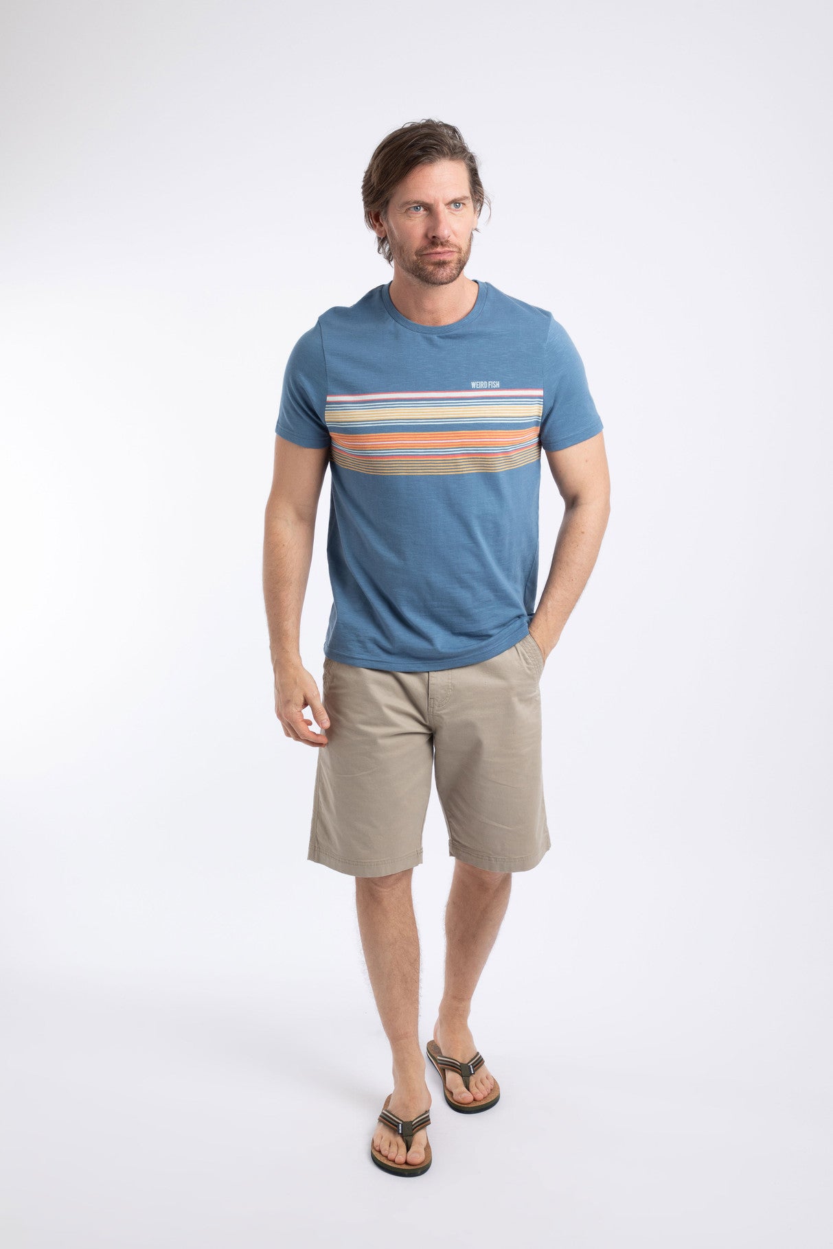 Cody Printed Stripe T-Shirt Washed Blue
