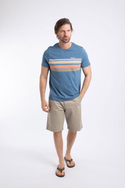 Cody Printed Stripe T-Shirt Washed Blue