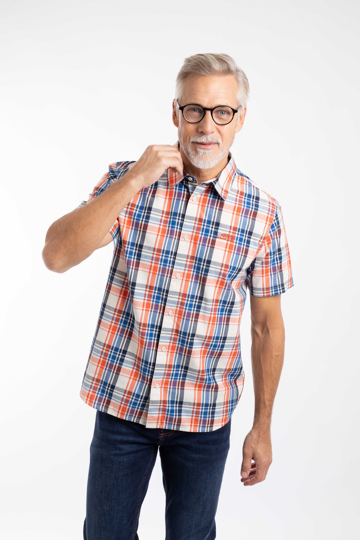 Judd Organic Cotton Short Sleeve Check Shirt Lt Cream