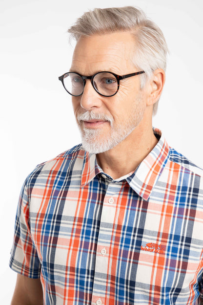 Judd Organic Cotton Short Sleeve Check Shirt Lt Cream