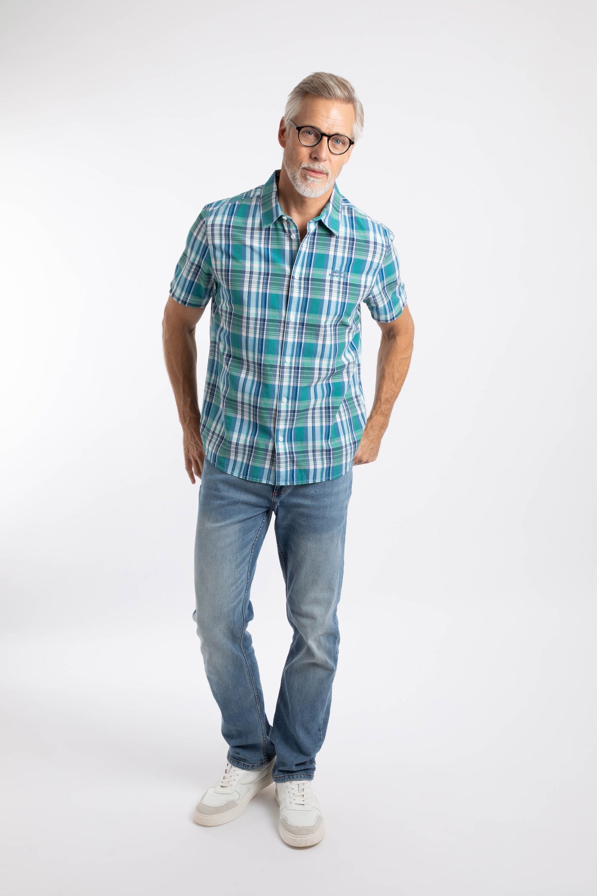 Judd Short Sleeve Check Shirt Faded Blue