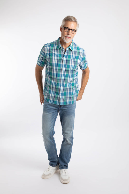 Judd Short Sleeve Check Shirt Faded Blue