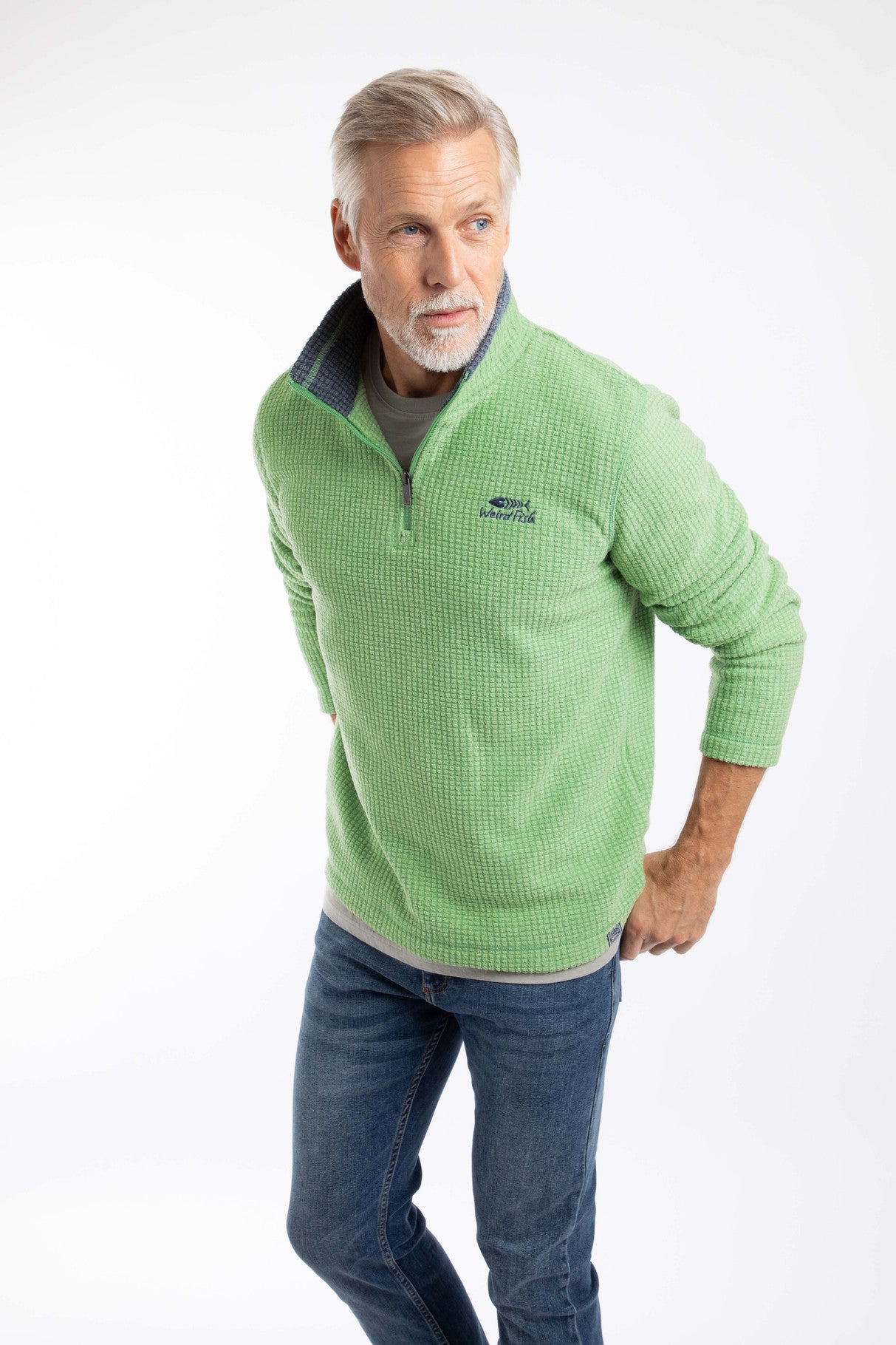 Newark 1/4 Zip Grid Fleece Grass Green