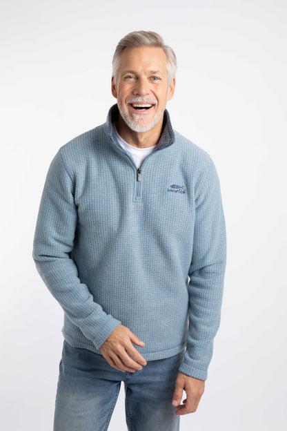 Newark 1/4 Zip Grid Fleece Light Blue