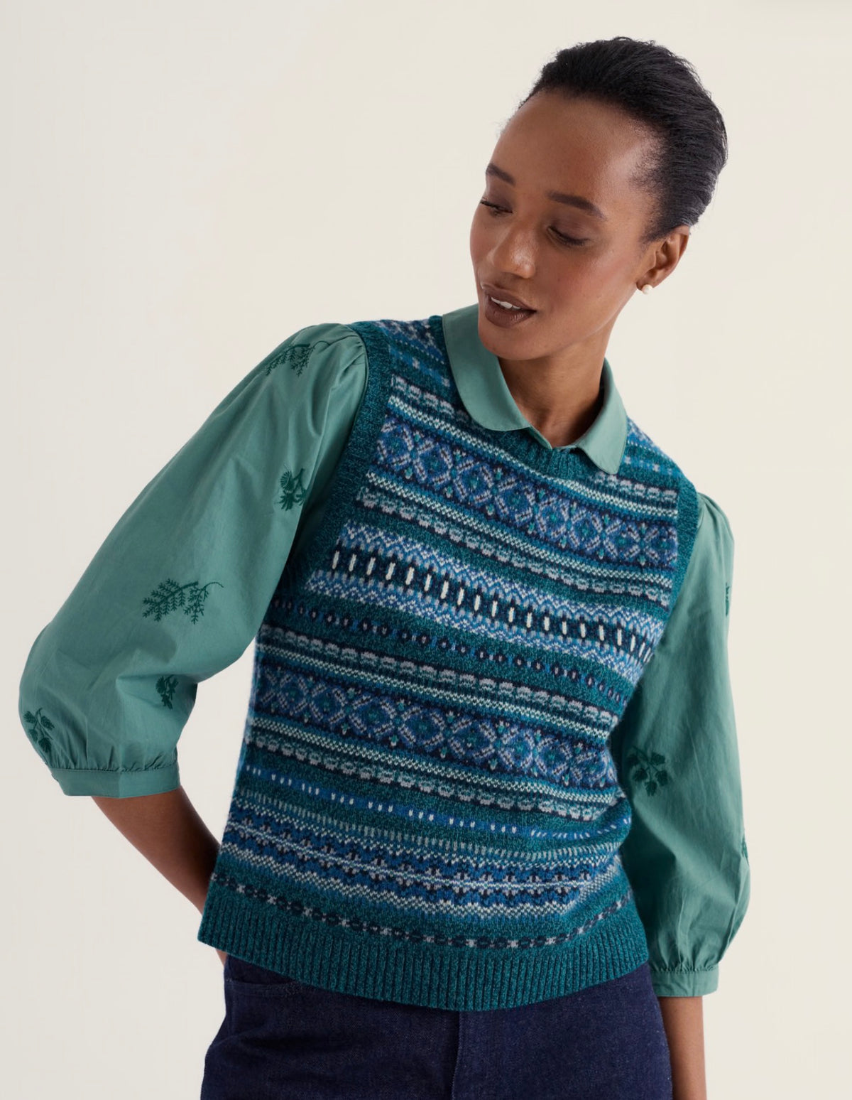 Percella Cove Fair Isle Knitted Vest-Larkspur Loch Multi