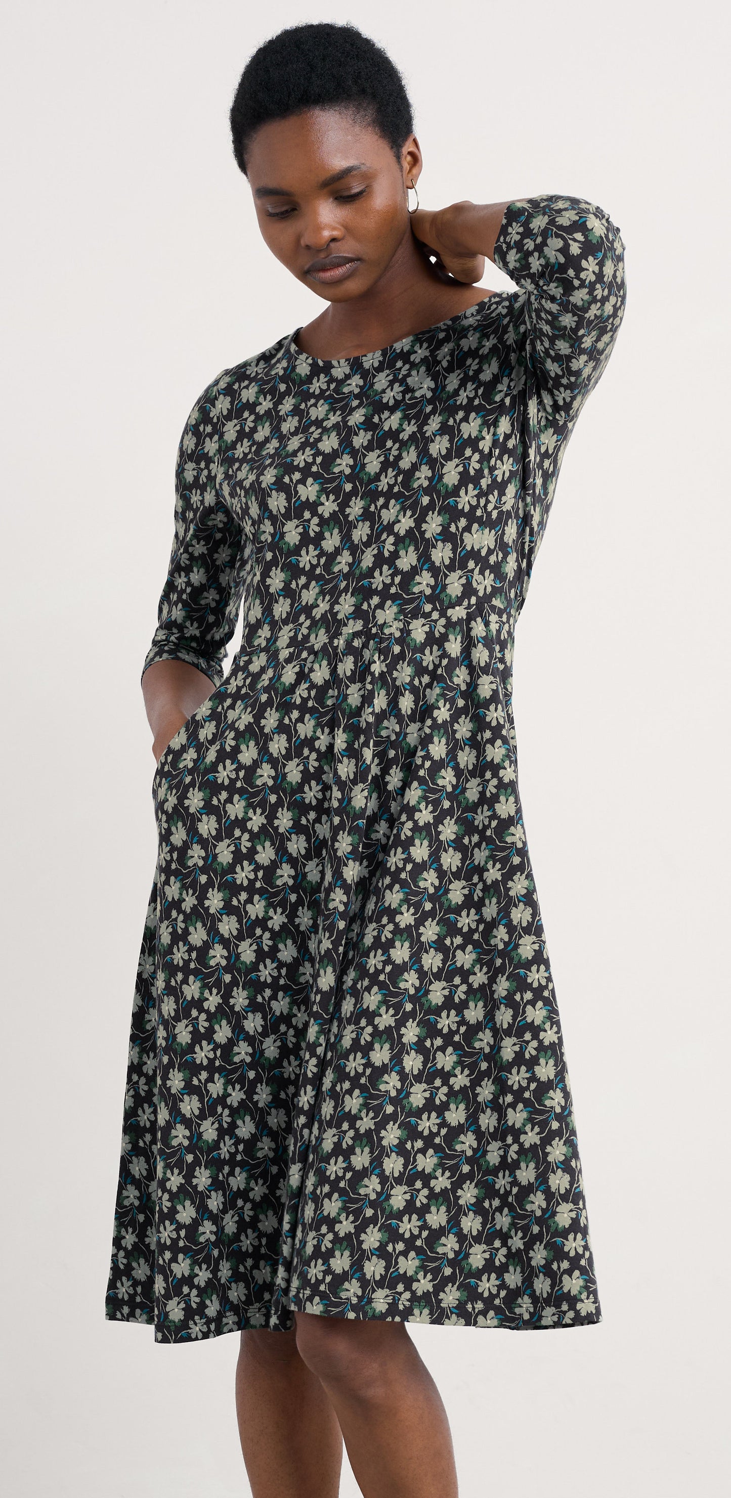 April Dress Smudge Floral Onyx