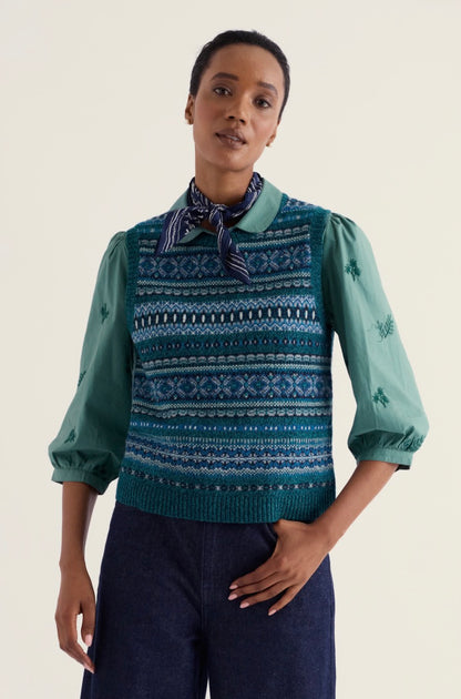 Percella Cove Fair Isle Knitted Vest-Larkspur Loch Multi