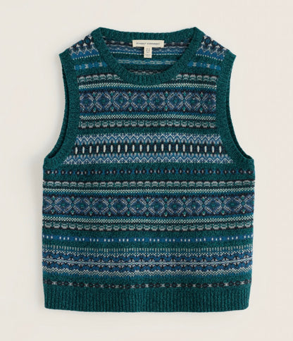 Percella Cove Fair Isle Knitted Vest-Larkspur Loch Multi