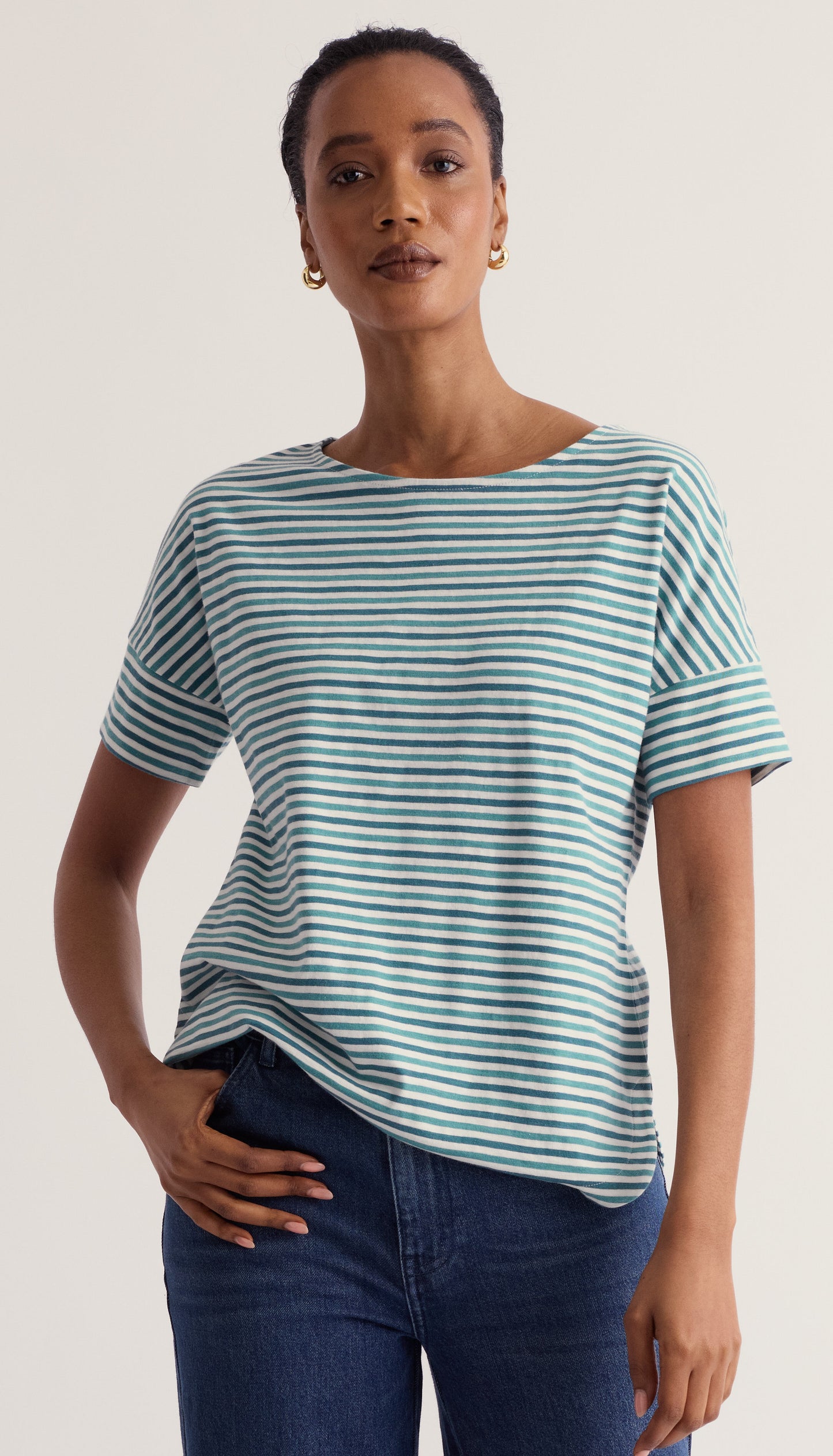 Bryher View Stripe T-Shirt-Pellitras Estuary