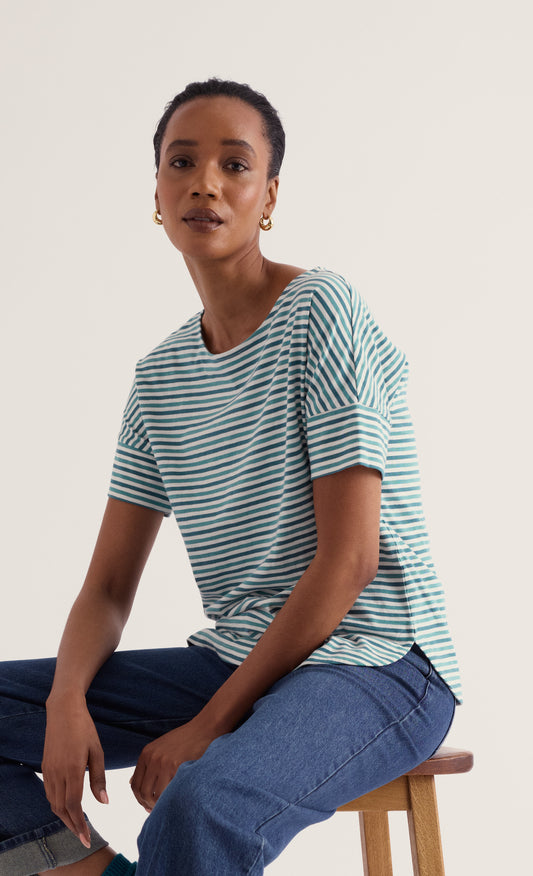Bryher View Stripe T-Shirt-Pellitras Estuary