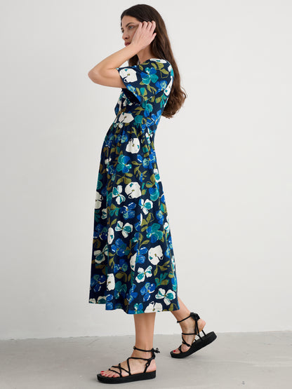 Chateaux Half Sleeve Maxi Dress Lamorna Bloom Maritime