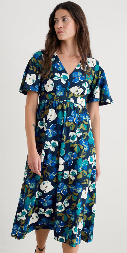 Chateaux Half Sleeve Maxi Dress Lamorna Bloom Maritime