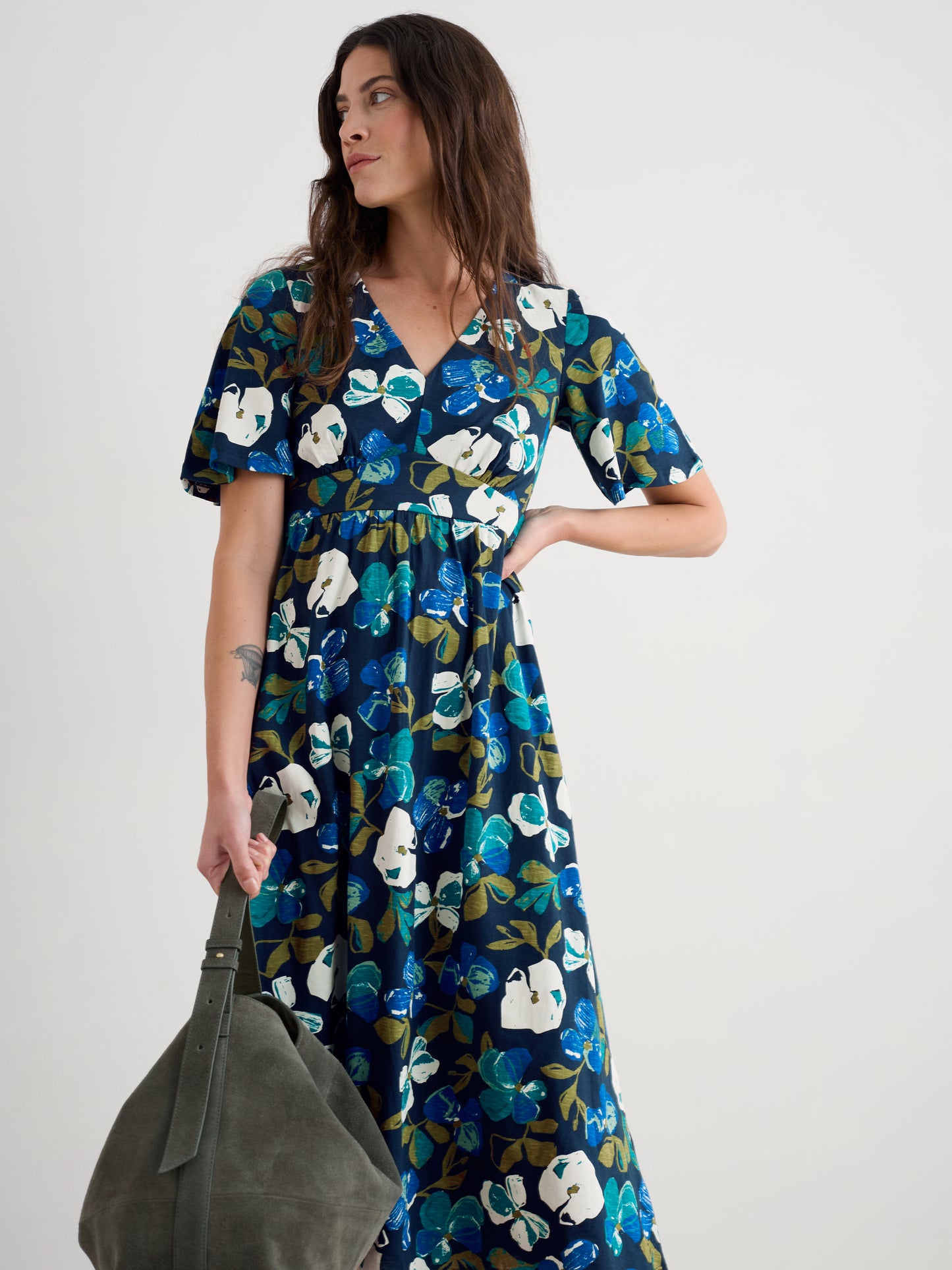 Chateaux Half Sleeve Maxi Dress Lamorna Bloom Maritime