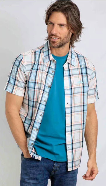Judd Short Sleeve Check Shirt Ecru