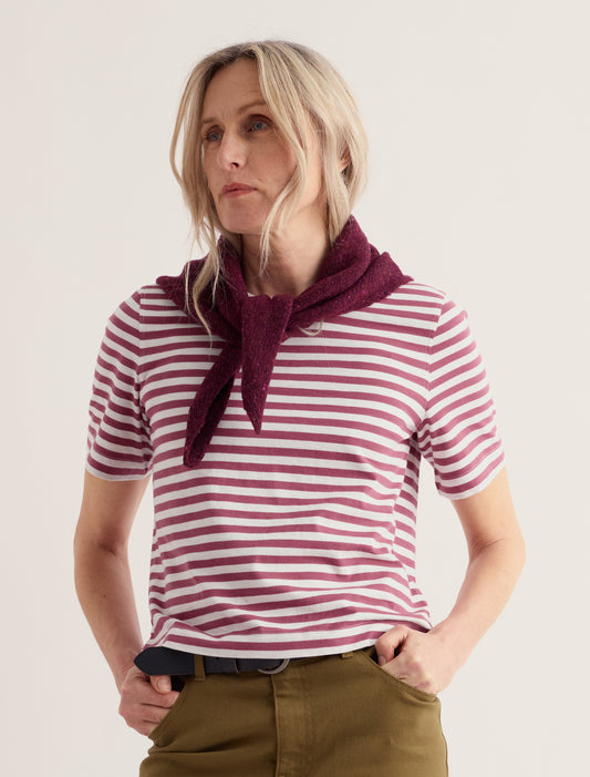 Copseland Stripe T-Shirt-Mini Cornish Chalk Rosa