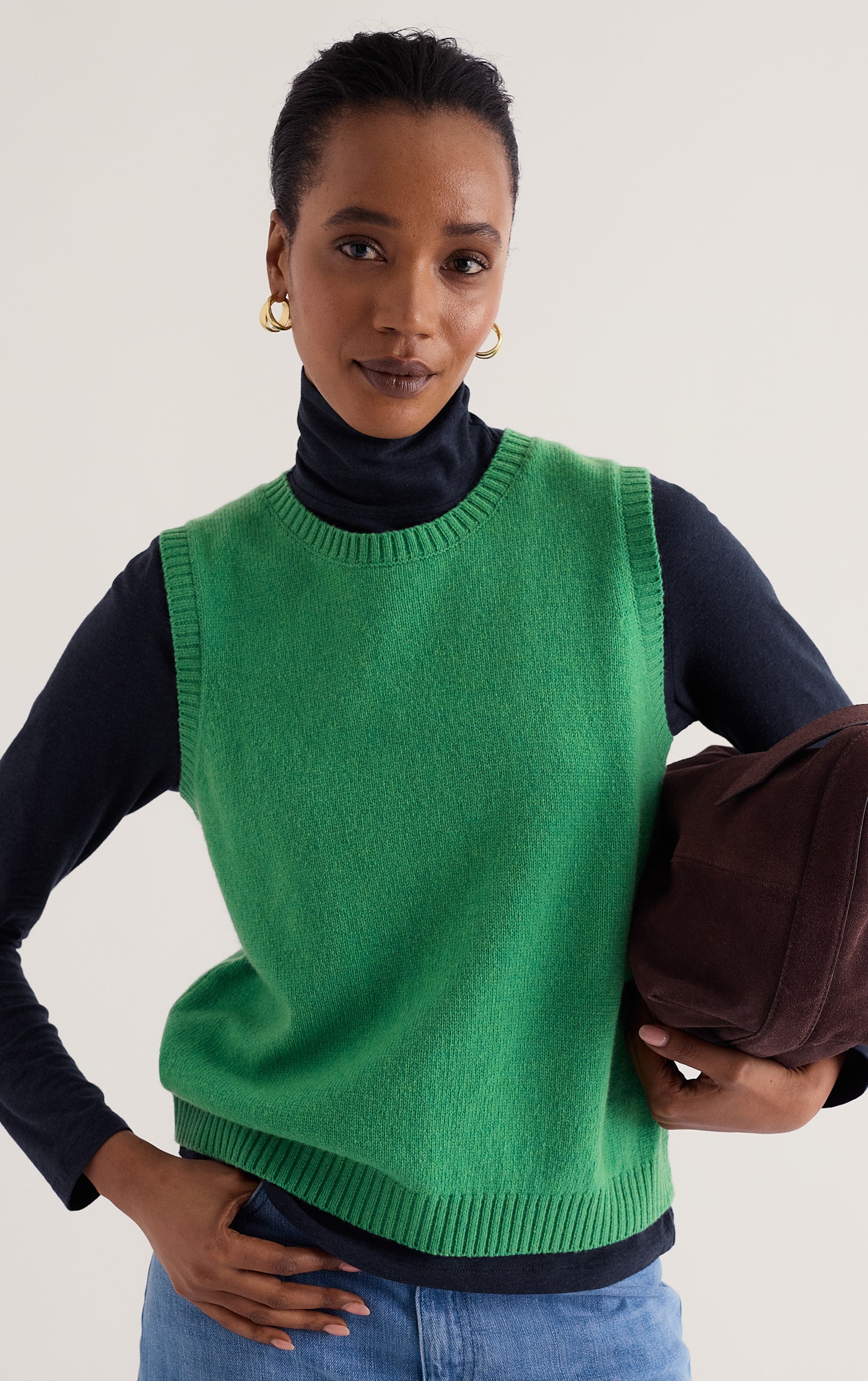 East View Knitted Vest-Pea Pod