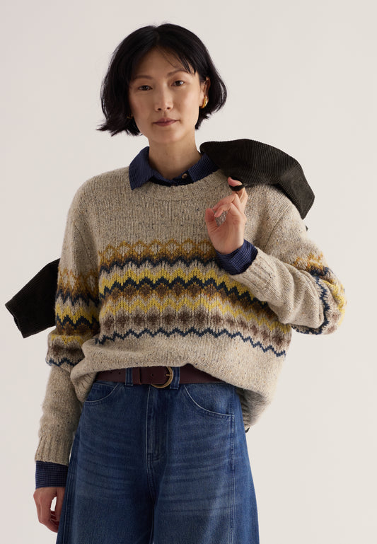 Golden Light Fair Isle Jumper Sonata Birch Seedling Mix
