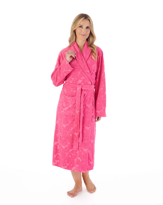 Raspberry 46" Floral Towelling Wrap Robe