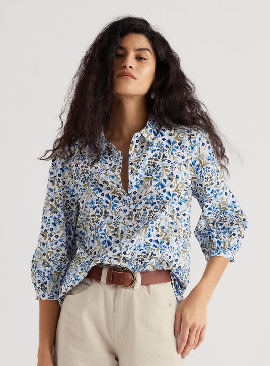 HOPE BLOUSE WOODLAND FLORAL CHALK