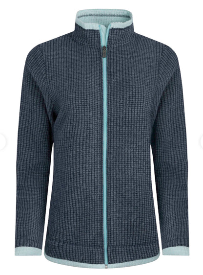Ariana Full Zip Grid Fleece Rich Navy