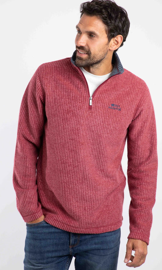 Newark Eco 1/4 Zip Grid Fleece Rhubarb