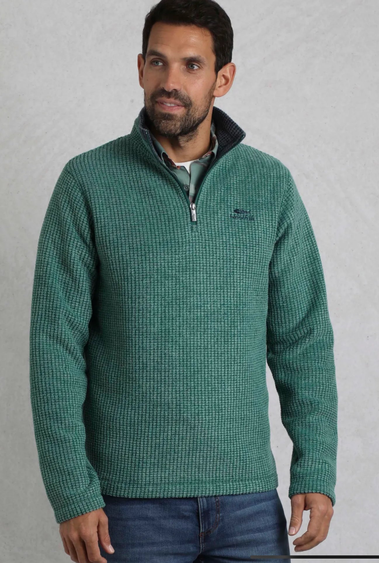 Newark Eco 1/4 Zip Grid Fleece Leaf Green