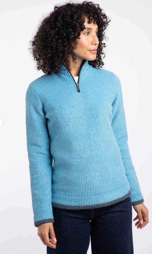 Beye 1/4 Zip Grid Fleece Sky Blue