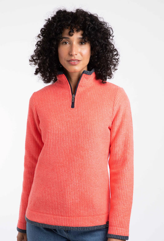 Beye 1/4 Zip Grid Fleece Hot Coral