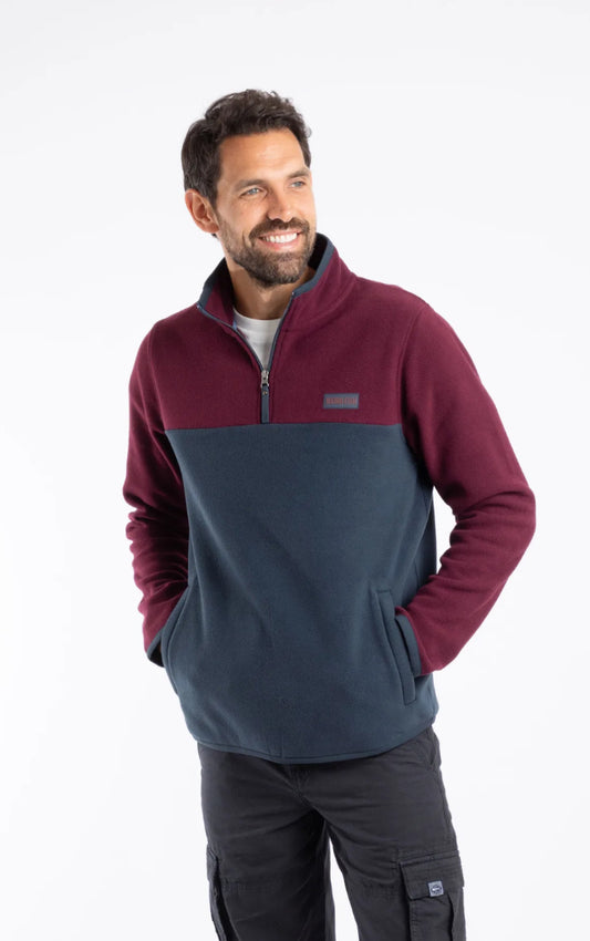 Tristan Colour Block Micro Fleece Aubergine