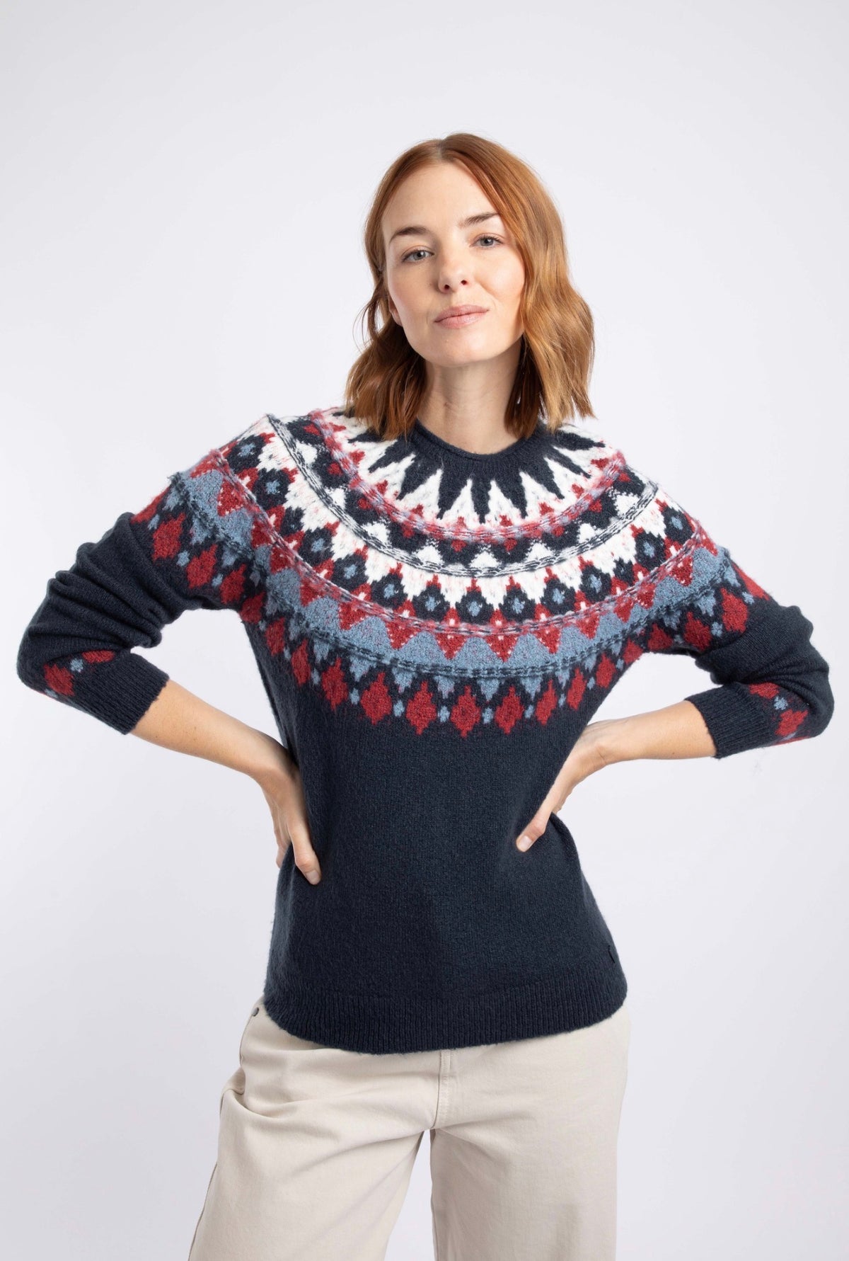 LOWELL FAIR ISLE NAVY JUMPER