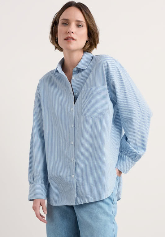 Sea Path Oversized Poplin Shirt Mini Sunrise Skipper
