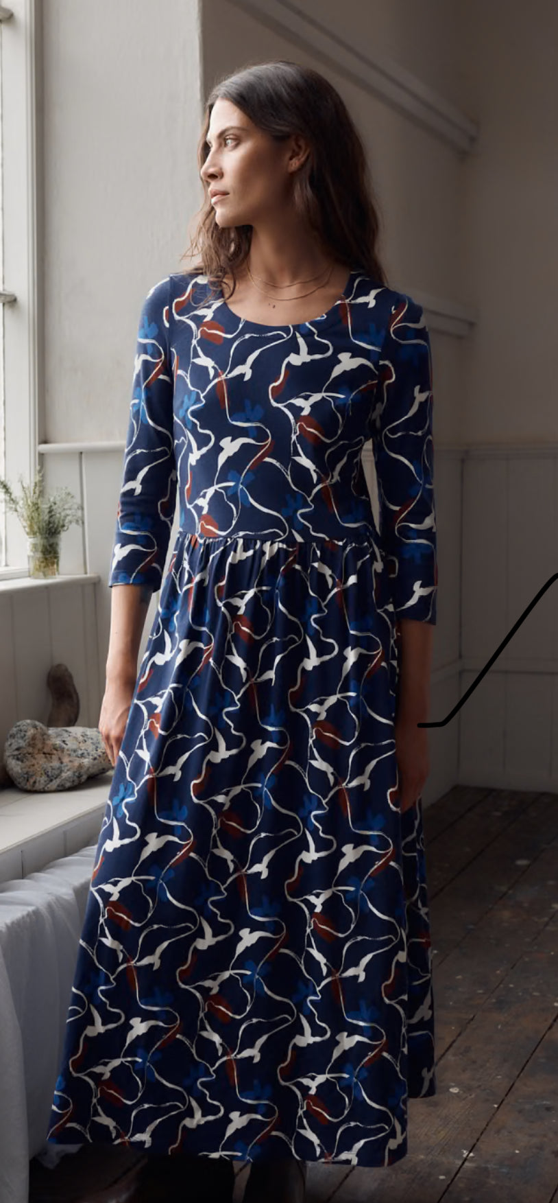 Emily Waisted Dress Kestrel Flight Maritime