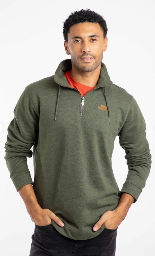 Brampton Branded 1/4 Zip Sweatshirt Fir Green