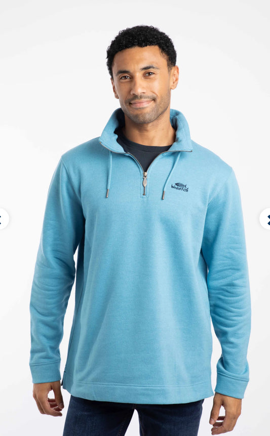 Brampton Branded 1/4 Zip Sweatshirt Smoked Blue