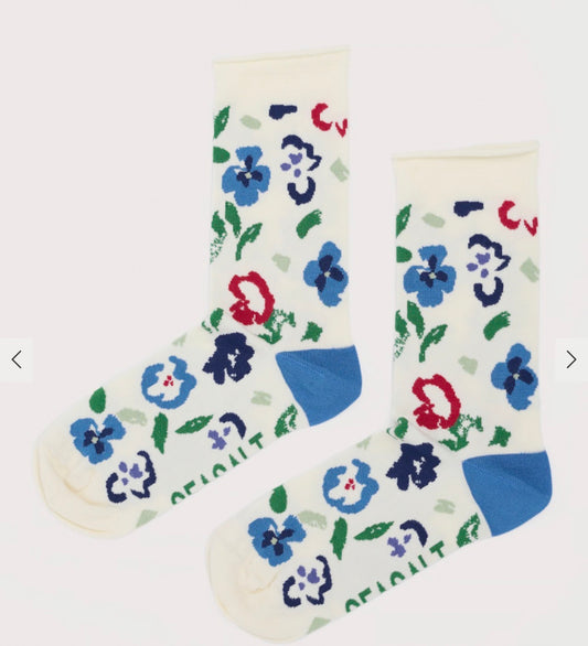 Women's Arty Socks  Arty Pansy Chalk