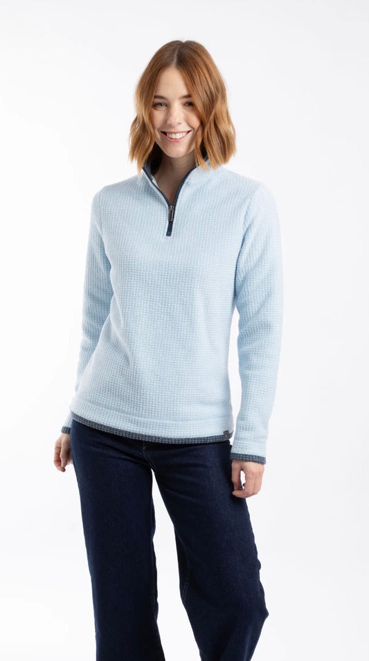 Beye 1/4 Zip Grid Fleece Cool Blue
