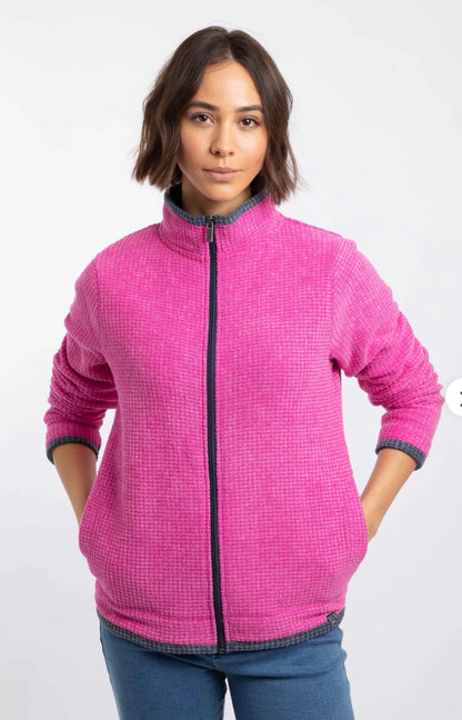 Ariana Full Zip Grid Fleece Gerbera